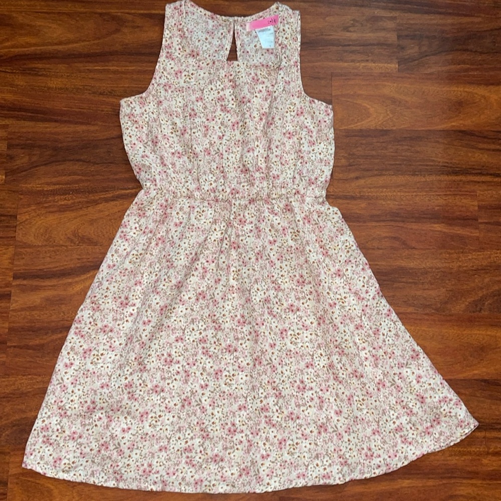 Sleeveless Pink Floral Casual Dress for Girls